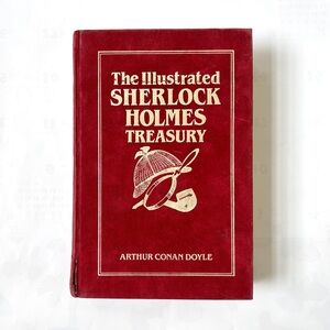 The Illustrated Sherlock Holmes Treasury red suede gold hardcover book 1976